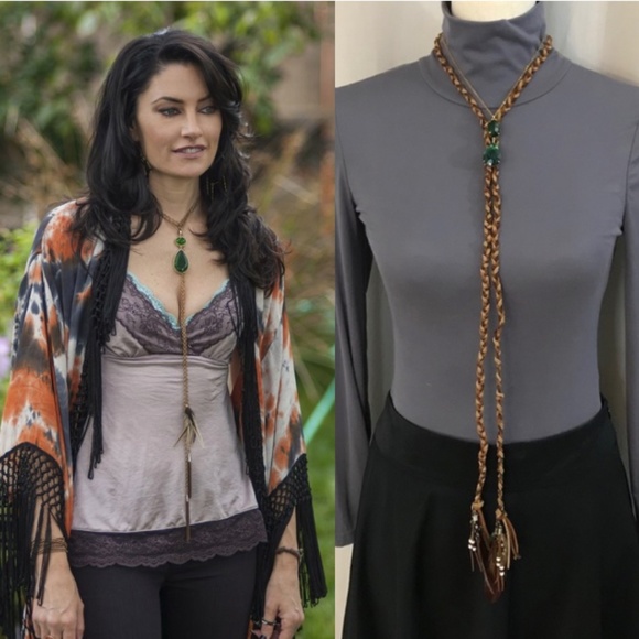 Witches of East End Handmade Replica of Wendy’s Teardrop Double Emerald Necklace - Picture 3 of 14